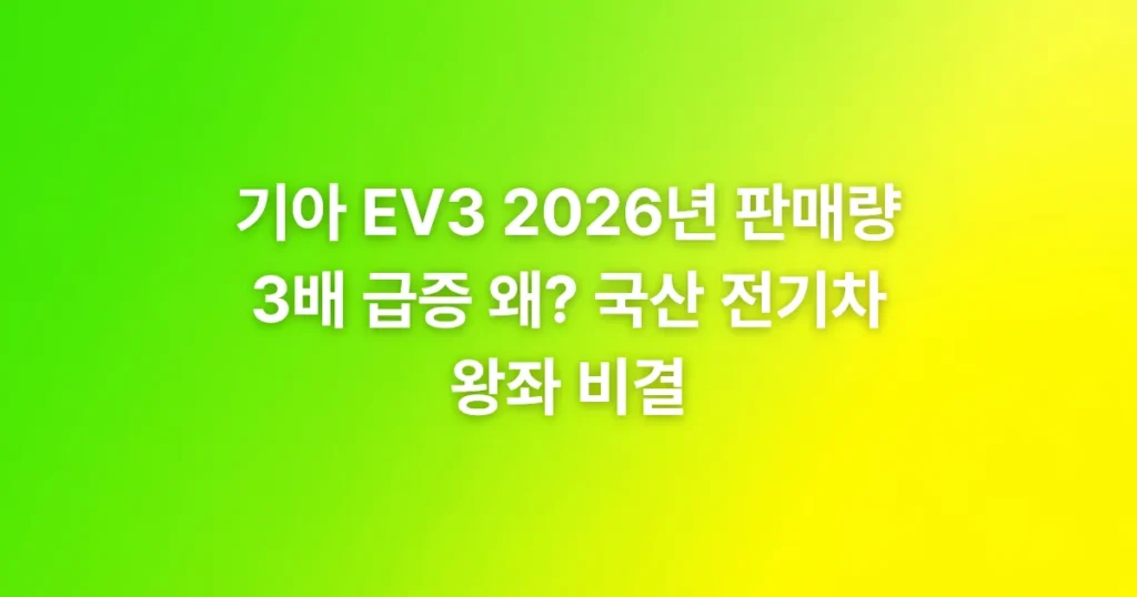 기아 EV3가 2026년 전기차 시장에서 압도적인 인기를 끄는 비결을 분석합니다. 합리적인 실구매가, 뛰어난 상품성, 넓은 공간 활용성 등 EV3의 핵심 경쟁력을 파헤쳐 봅니다.