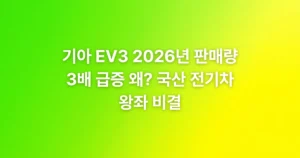 기아 EV3가 2026년 전기차 시장에서 압도적인 인기를 끄는 비결을 분석합니다. 합리적인 실구매가, 뛰어난 상품성, 넓은 공간 활용성 등 EV3의 핵심 경쟁력을 파헤쳐 봅니다.